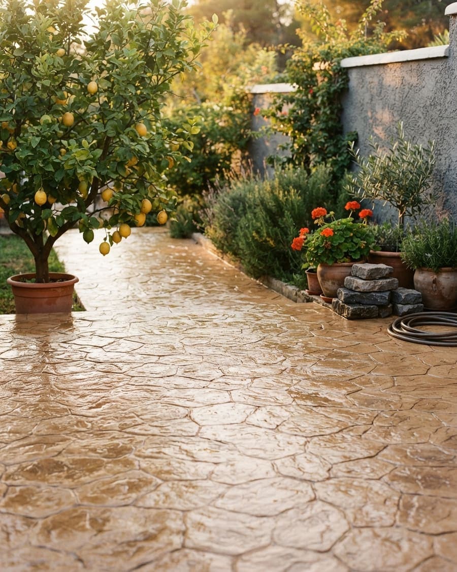 Terraza de hormigón impreso